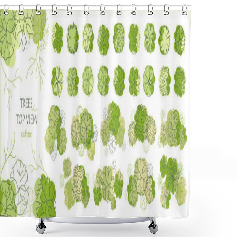 Personality  Set Of Vector Trees. Entourage Design. Various Trees, Bushes, And Shrubs, Top View For The Landscape Design Plan. Vector Illustration. Shower Curtains