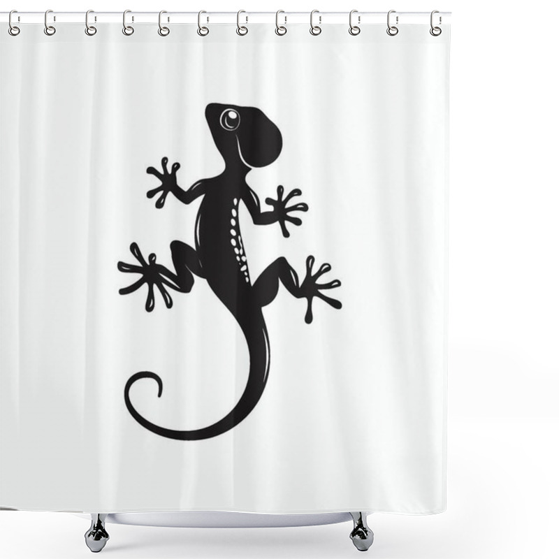 Personality  Leaf Tailed Gecko Silhouette,Clean Black And White Vector Silhouette Art. Shower Curtains