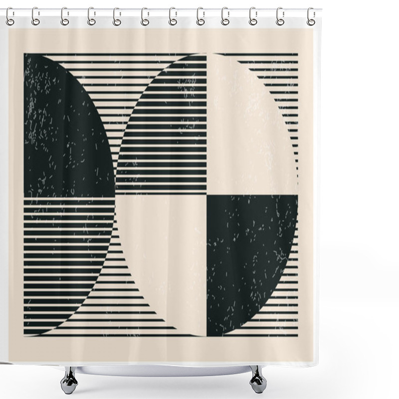 Personality  Trendy Abstract Creative Minimalist Artistic Black And White Composition Shower Curtains