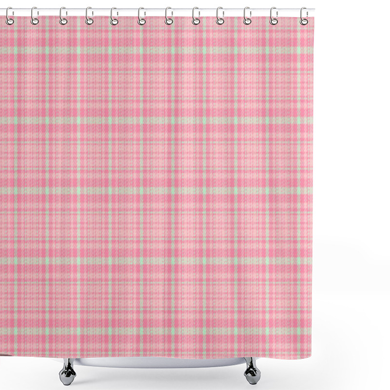 Personality  Pretty Pink And Mint Green Plaid Pattern.  Perfect For Textile Design, Fashion, Wrapping Paper, Or Website Backgrounds.  Subtle Texture Adds Visual Interest. Ideal For Feminine Or Spring Themes. Shower Curtains