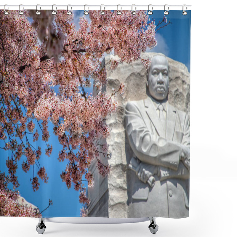 Personality  Cherry Blossoms At The Martin Luther King Jr. Memorial In Washington, DC. Shower Curtains