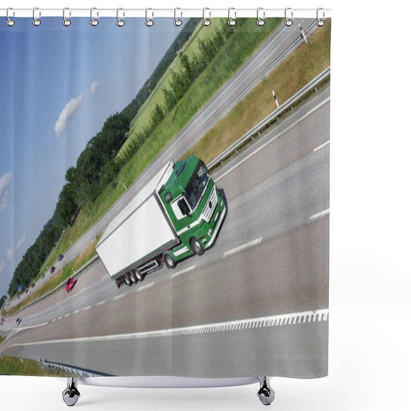 Personality  Truck Transport On Freeway Shower Curtains