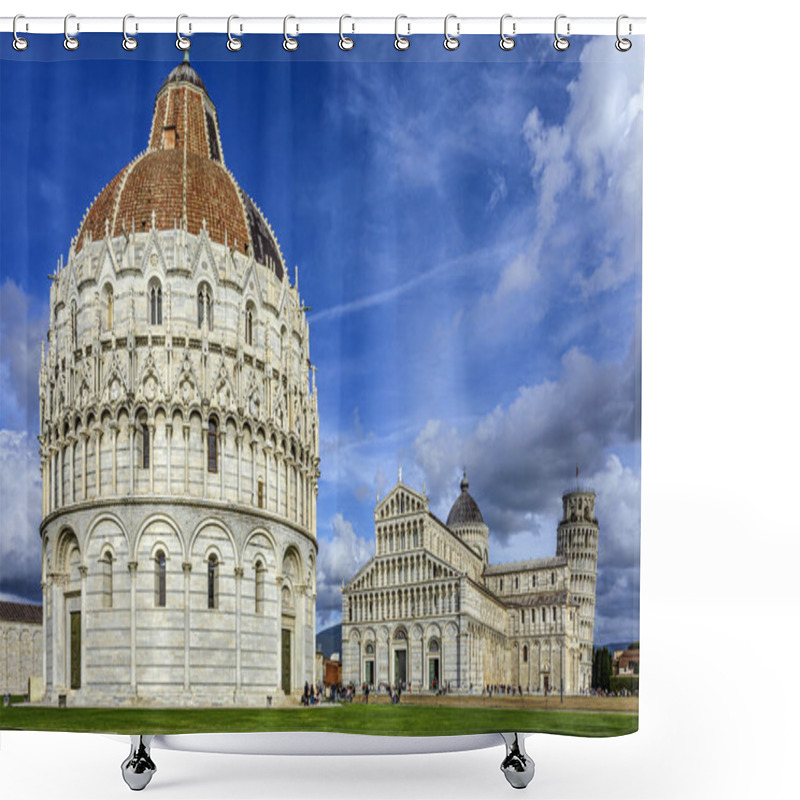 Personality  The City Of Pisa Historic Plaza With The Pisa Baptistery, Cathedral, And The Leaning Tower. Photo Taken On 22nd Of October 2023 In Pisa, Tuscany Region, Italy. Shower Curtains