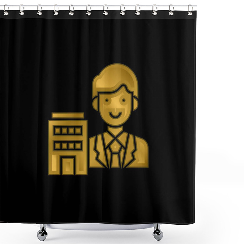 Personality  Agent Gold Plated Metalic Icon Or Logo Vector Shower Curtains