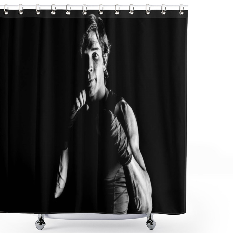 Personality  Muscular Kickbox Fighter Shower Curtains