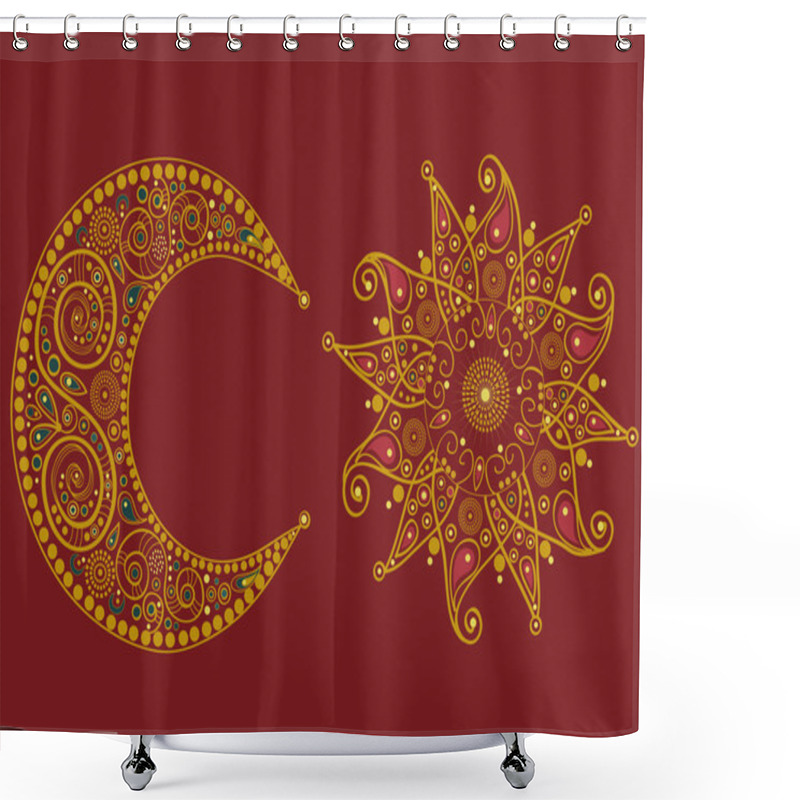 Personality  Stylized Sun And Moon Shower Curtains