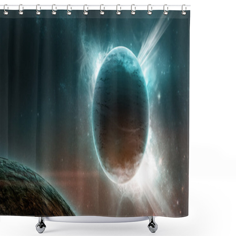 Personality  Planets On A Starry Background Shower Curtains