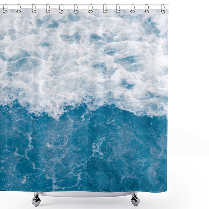 Personality  Pale Blue Sea Wave During High Summer Tide, Abstract Ocean Backg Shower Curtains