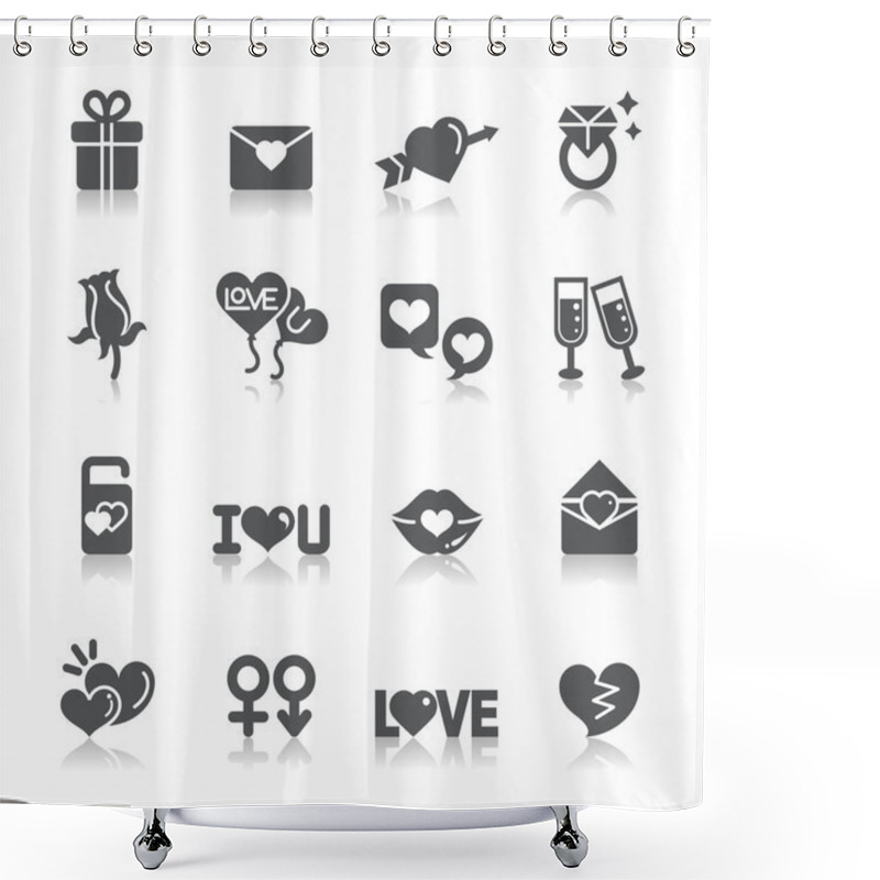 Personality  Valentines And Love Icons Shower Curtains