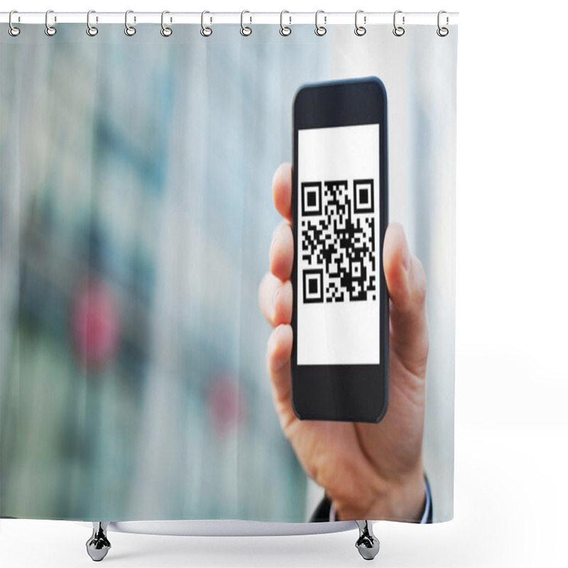 Personality  Smartphone With QR Code Shower Curtains