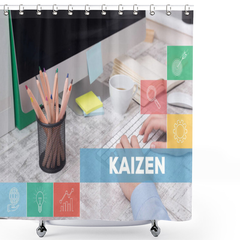 Personality  Businessman Working At Desk Shower Curtains