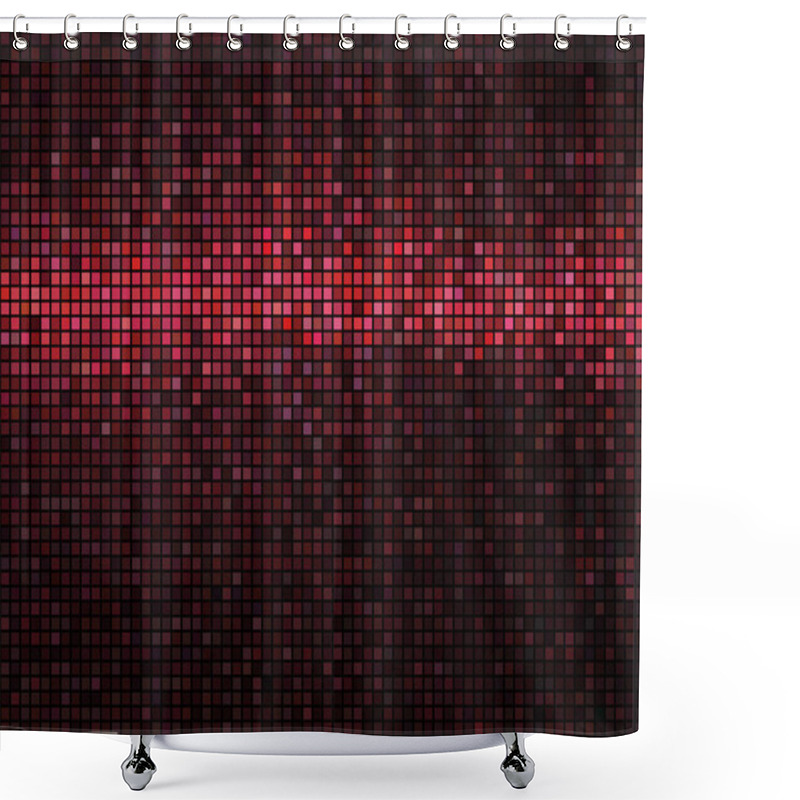 Personality  Abstract Mosaic Background. Square Pixel Mosaic. Lights Red Disc Shower Curtains