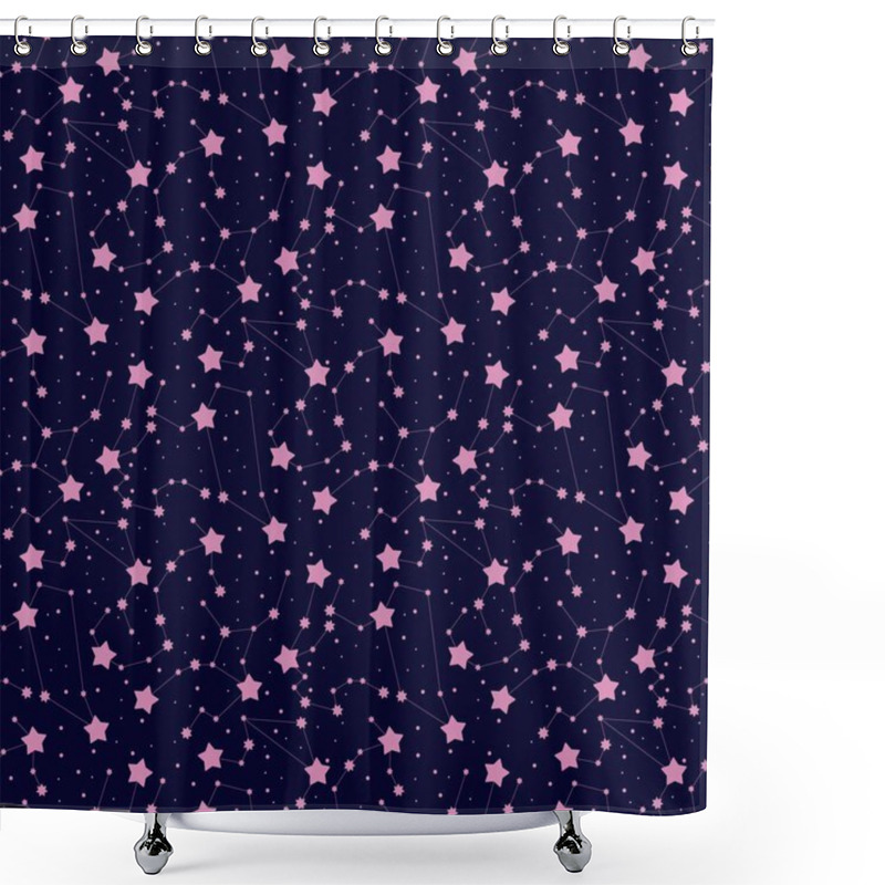 Personality  Starlight Constellations Seamless Pattern Vector Illustration. Magic Night Starry Sky Repeated Wallpaper Universe Backdrop. Shower Curtains