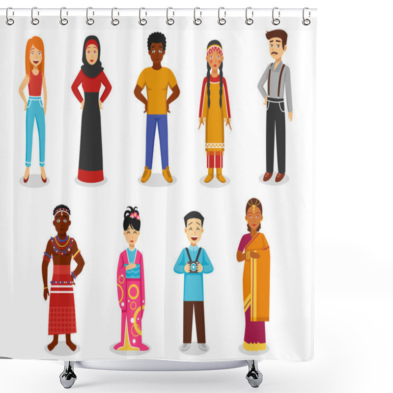 Personality  People Icons Set Shower Curtains