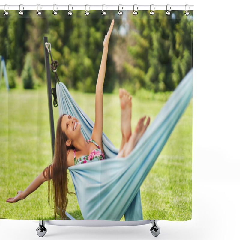 Personality  Pretty Woman Relaxing In Hammock Shower Curtains