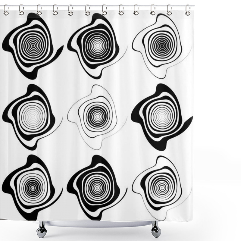 Personality  Set Of Circular Geometric Elements Shower Curtains