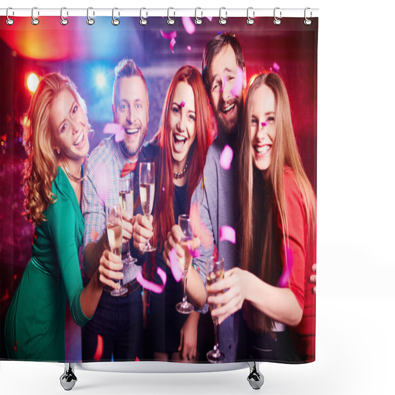 Personality  Friends With Champagne At Nightclub Shower Curtains