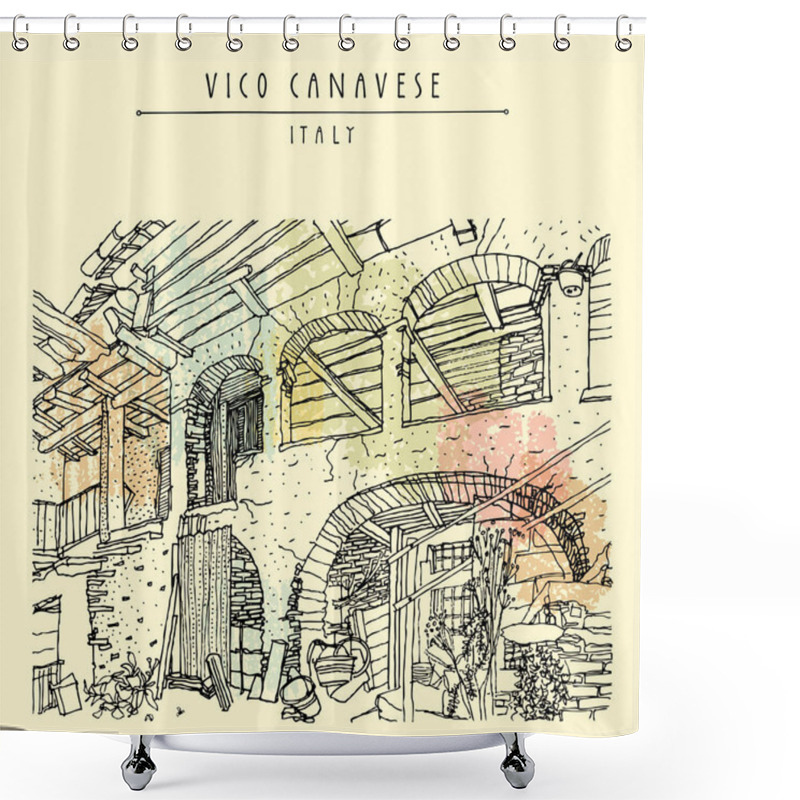 Personality  Old House In Italy Postcard Shower Curtains