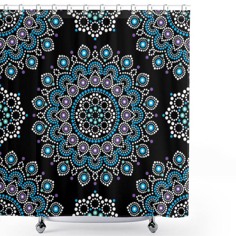 Personality  Dot Painting Vector Seamless Pattern With Mandalas, Australian Ethnic Design, Aboriginal Dots Pattern Ethnic Style  Shower Curtains