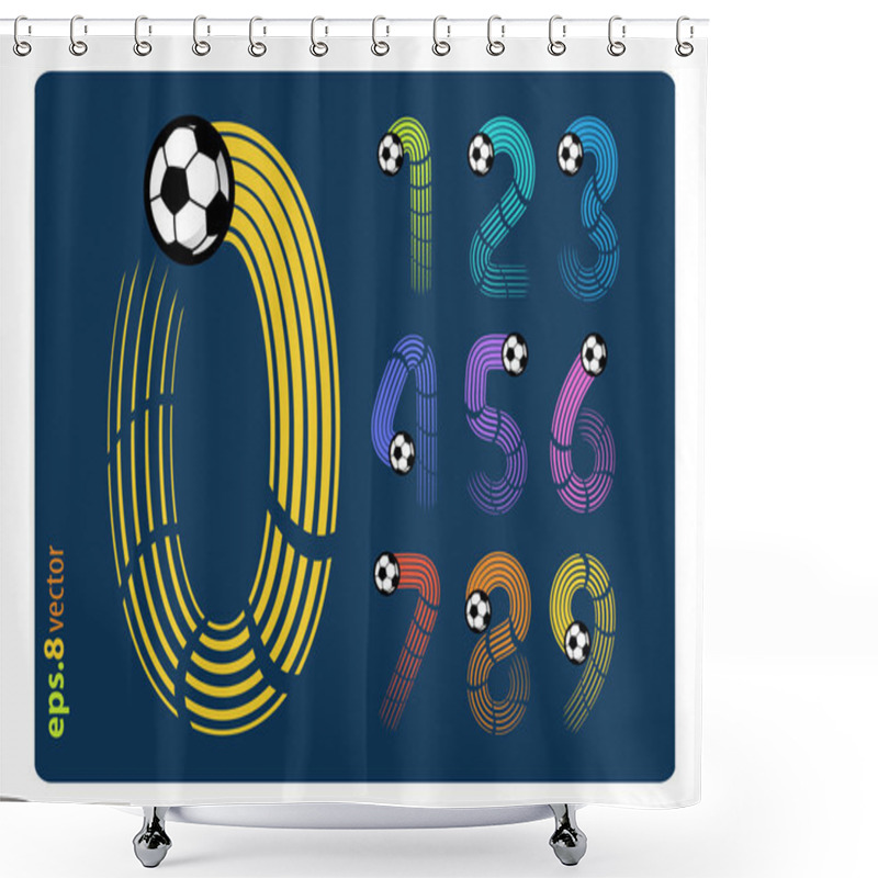 Personality  Football Set Of Numbers Shower Curtains