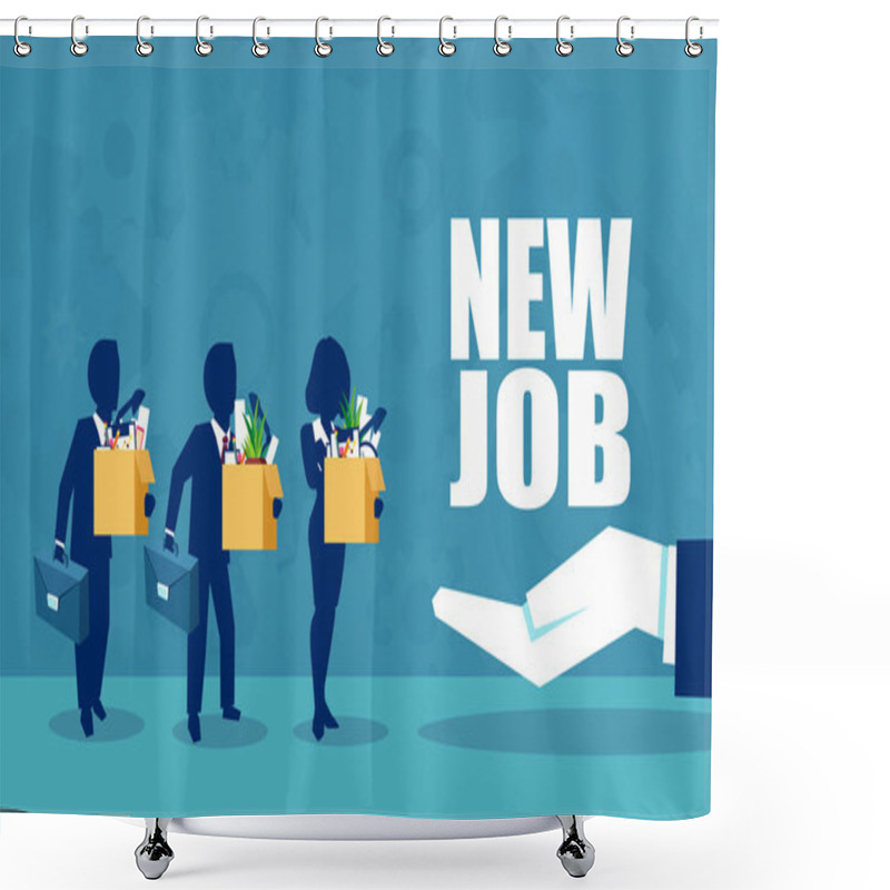 Personality  Welcome To The New Job Business. Corporate Boss Offering A New Employment Opportunity To Employees. Start And Time For A New Job Illustration Vector Concept Shower Curtains