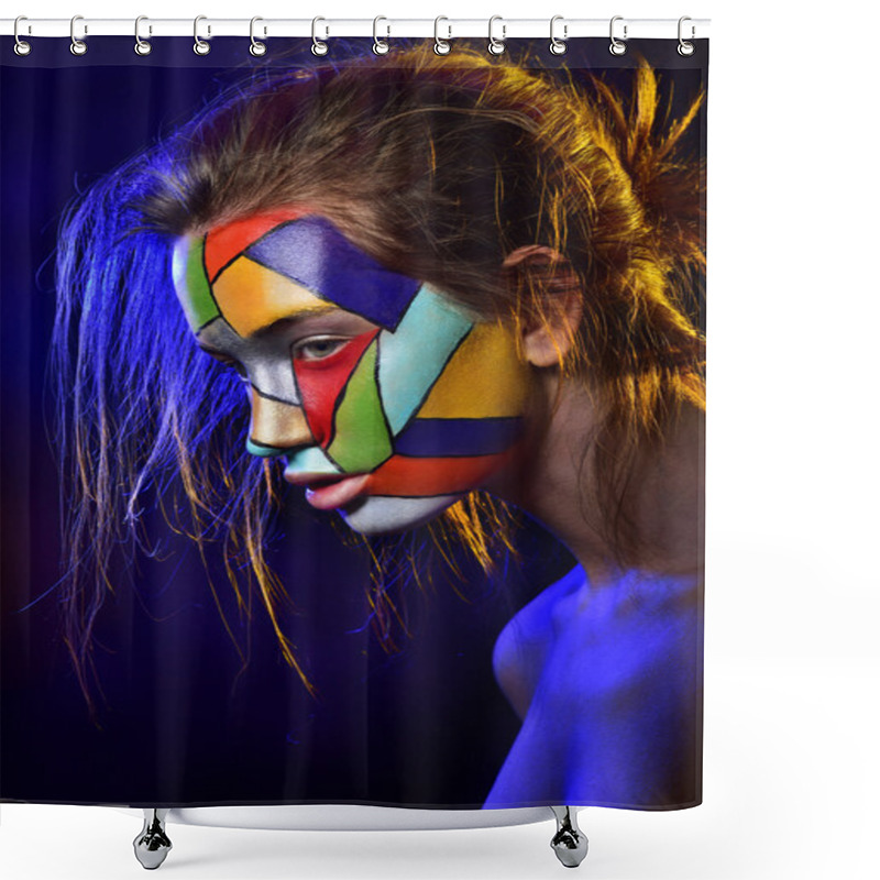 Personality  Beautiful Woman Face With Professional Makeup Shower Curtains