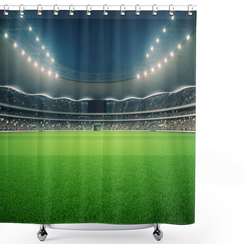 Personality  Stadium With Fans The Night Before The Match. 3d Rendering Shower Curtains