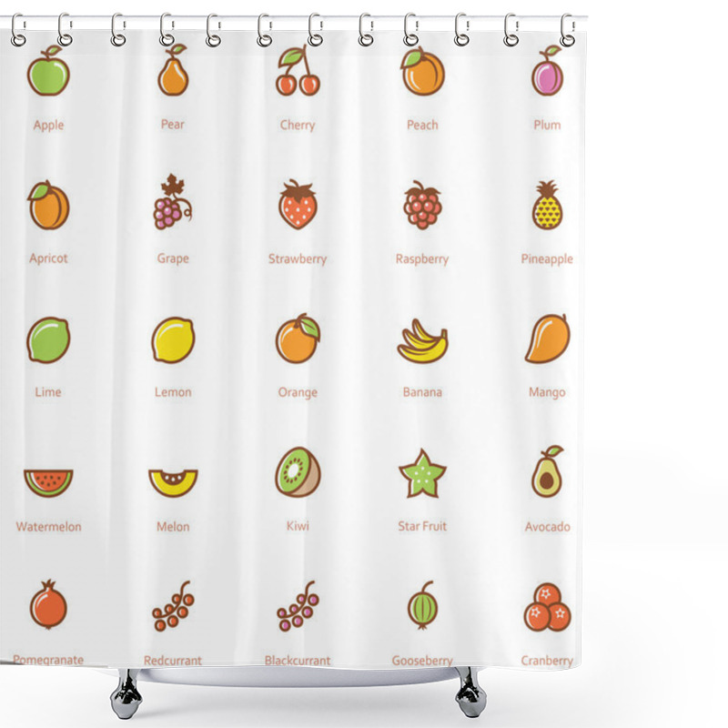 Personality  Fruits Icon Set Shower Curtains