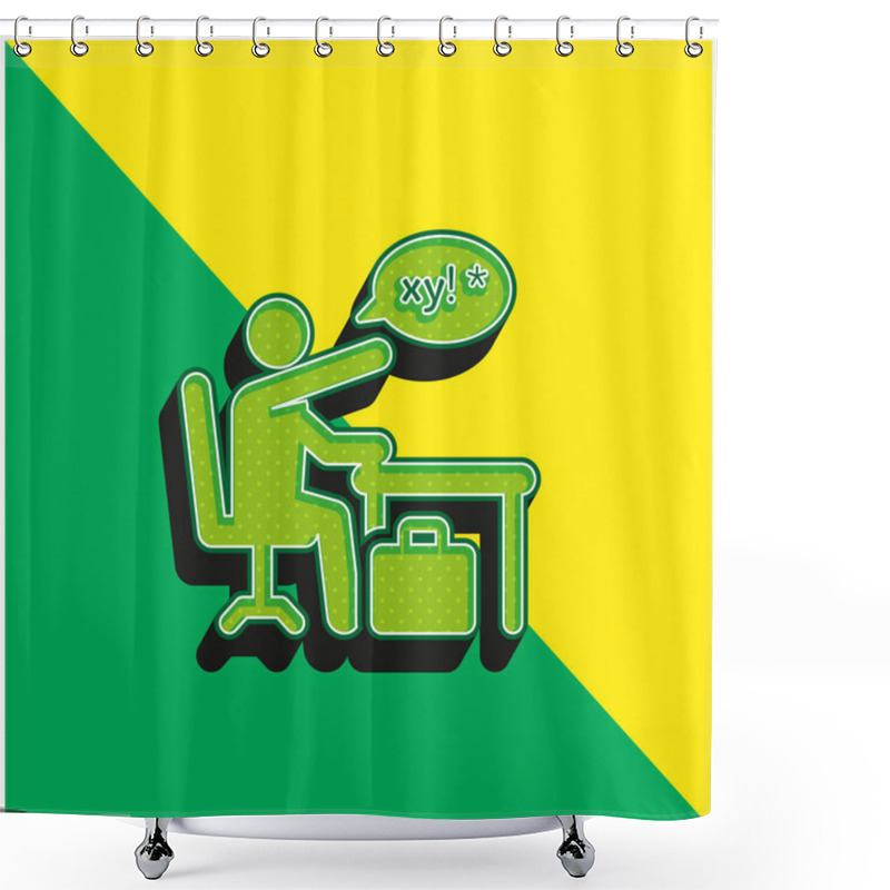 Personality  Angry Green And Yellow Modern 3d Vector Icon Logo Shower Curtains