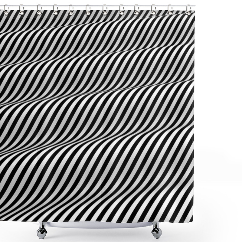 Personality  Abstract Black And White Waves Background Shower Curtains