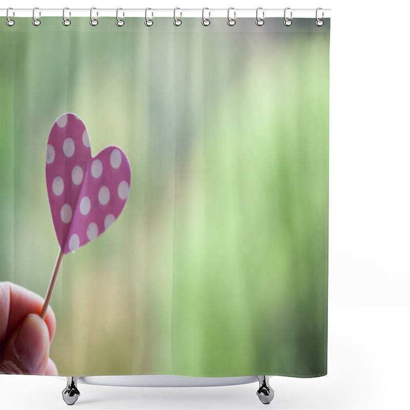 Personality  Holding Pink Polka Dot Heart Shower Curtains