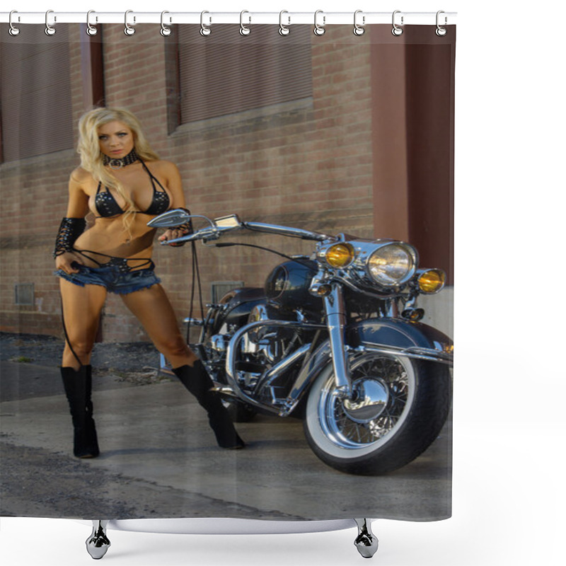 Personality  Sexy  Biker Girl Shower Curtains