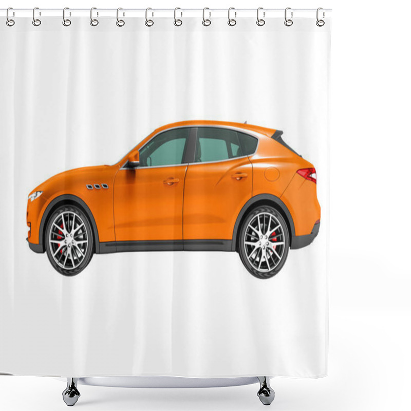 Personality  Modern Orange Car Crossover For Business Trips Side View 3d Rendering On White Background No Shadow Shower Curtains