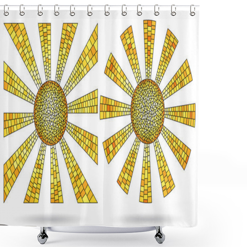 Personality  Set Of Illustrations In Stained Glass Style With Abstract Suns, Elements Isolated On A White Background Shower Curtains