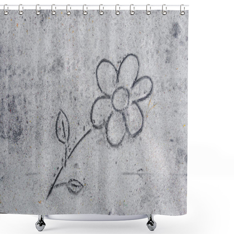 Personality  Flower Drawing On Sand Shower Curtains