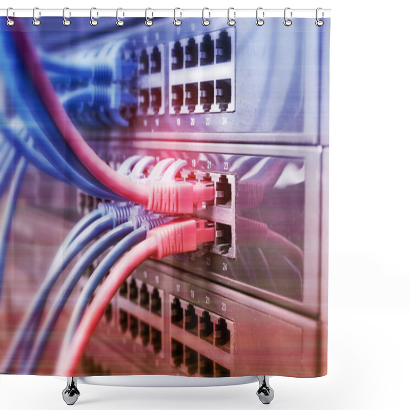 Personality  Ethernet Cable On Network Switches Background Shower Curtains