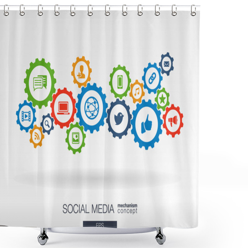 Personality  Social Media Mechanism Concept. Shower Curtains