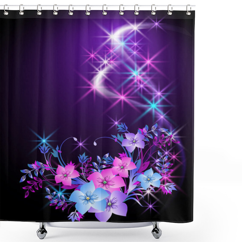 Personality  Glowing Background With Flowers Shower Curtains