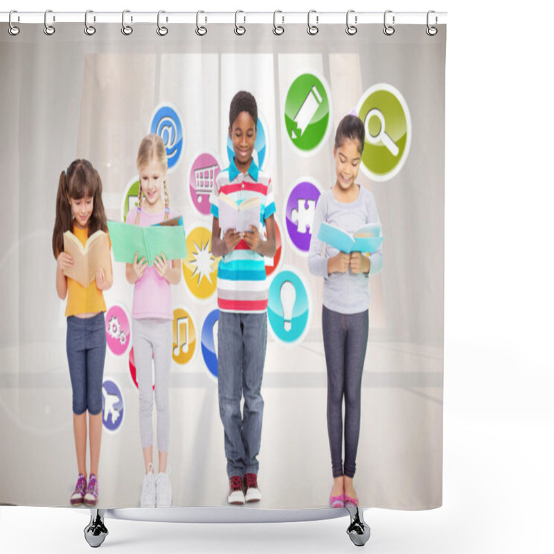 Personality  Elementary Pupils Reading Books Shower Curtains