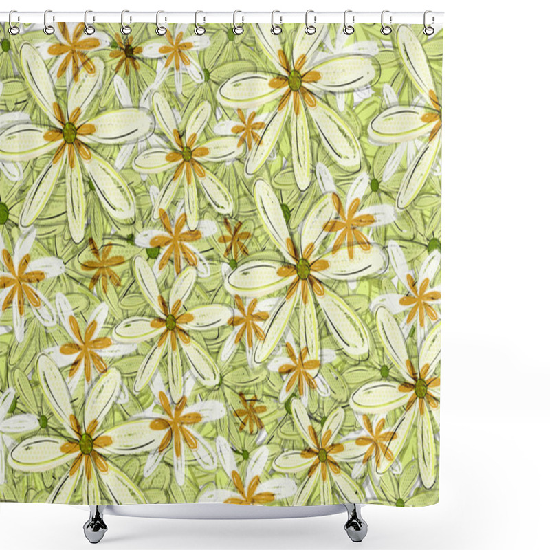 Personality  Green And Orange Hawaiian Pattern Floral Backdrop Shower Curtains