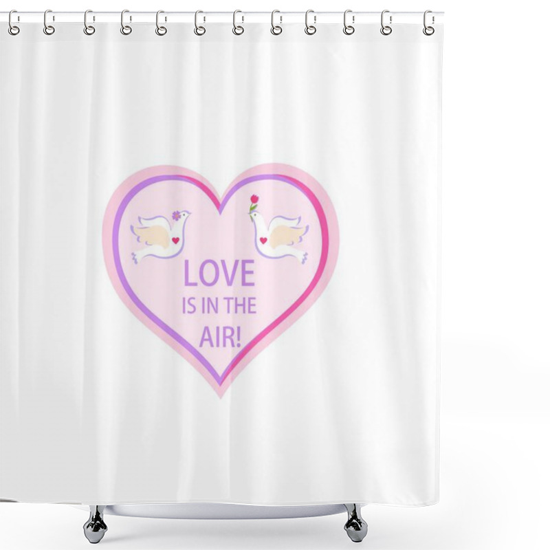 Personality  Funny Heart Shape For Valentine's Day Or Wedding Sticker, Badge, Label, Social Media, Party Isolated On White Background. Part 3 Shower Curtains