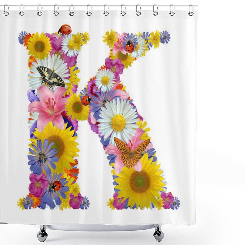 Personality  Alphabet From Flowers With Butterflies And Ladybug Shower Curtains