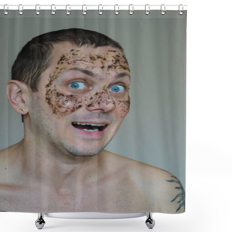 Personality   Man With A Face Mask Shower Curtains