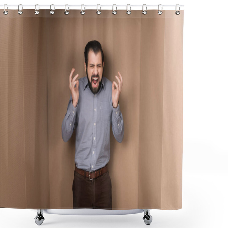 Personality  Screaming Stressed Man Shower Curtains