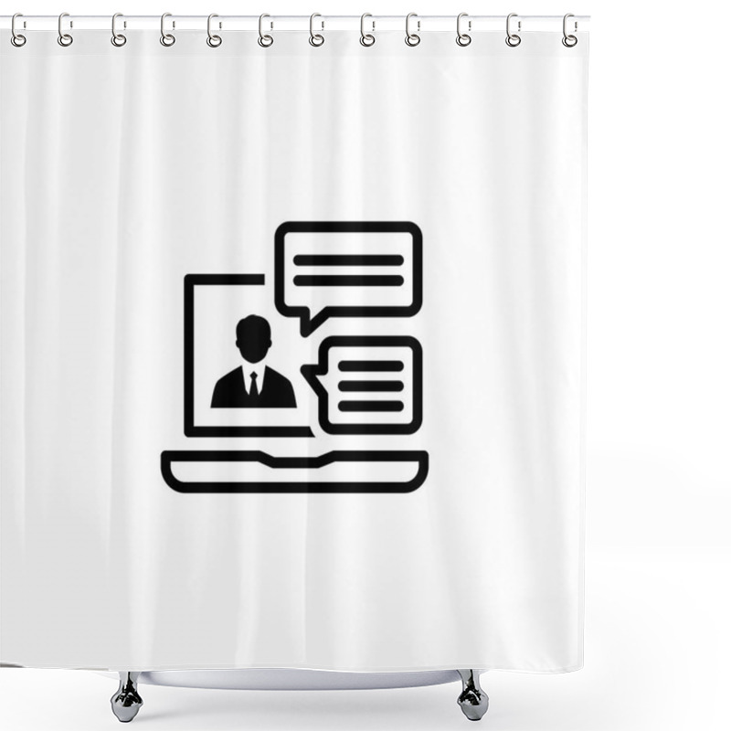 Personality  Online Consulting Icon. Flat Design. Shower Curtains