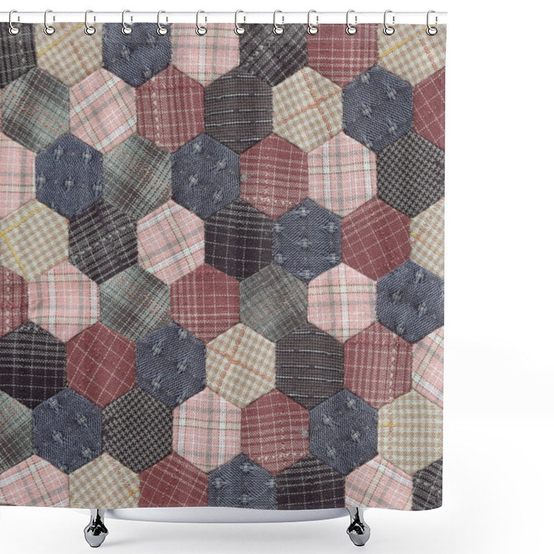 Personality  Patchwork Quilt Hexagon Pattern Shower Curtains