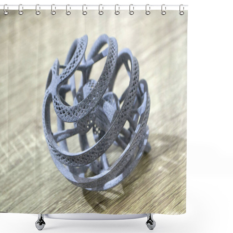 Personality  Object Printed On Powder 3D Printer From Polyamide Powder Close-up. Three-dimensional Model From Thermoplastic Gray Color. Rapid Prototyping, Printing Products. Progressive Modern Additive Technology Shower Curtains