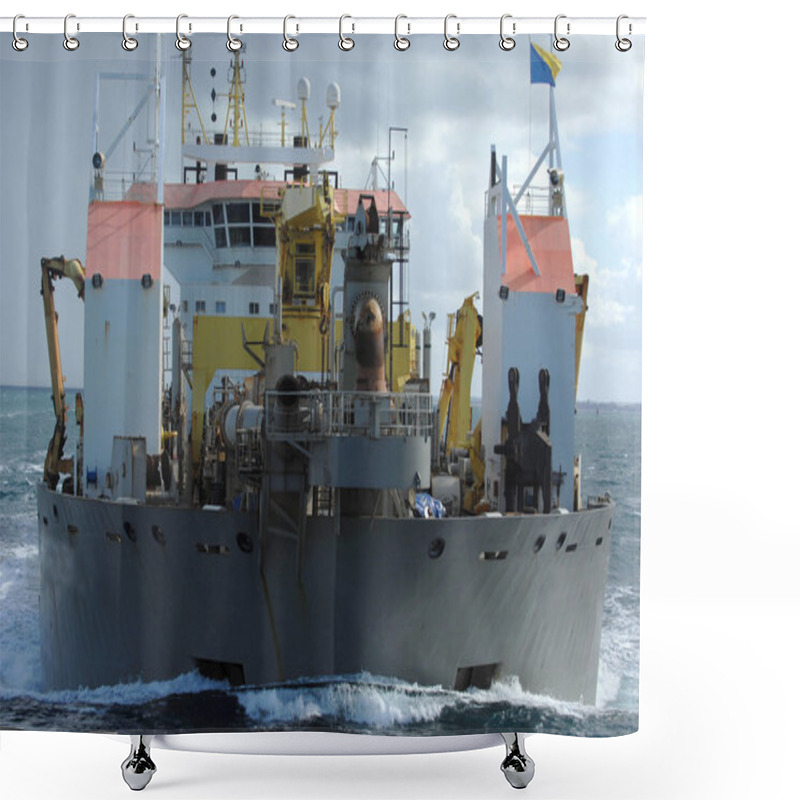 Personality  Cargo Vessel On Water. Shower Curtains