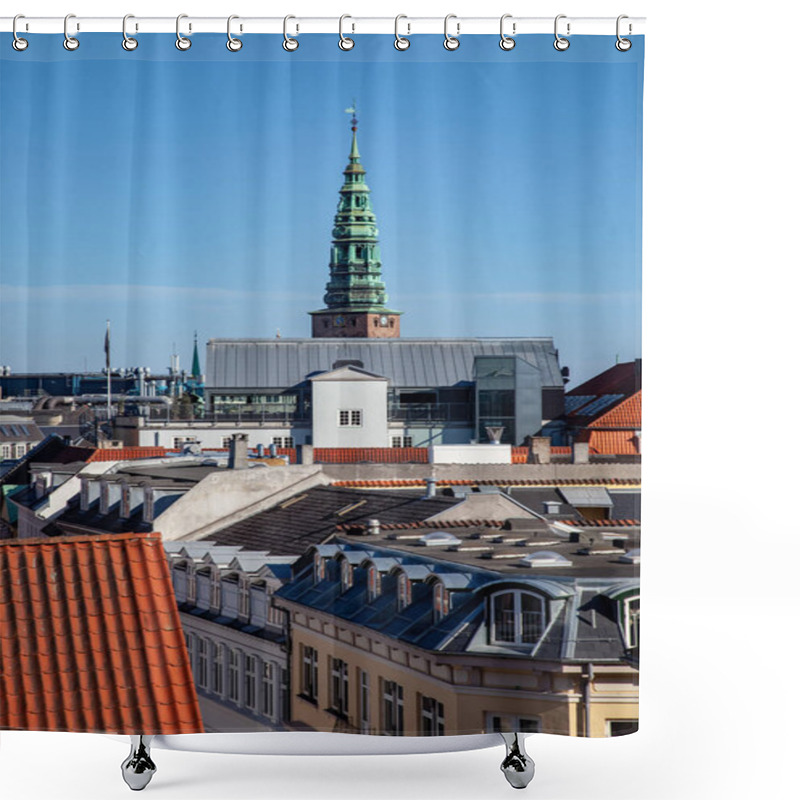 Personality  Aerial View Of Beautiful Cityscape With Historical And Modern Buildings In Copenhagen, Denmark Shower Curtains