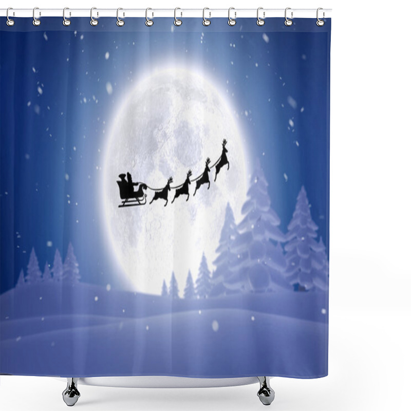 Personality  Silhouette Of Santa Claus And Reindeer Shower Curtains